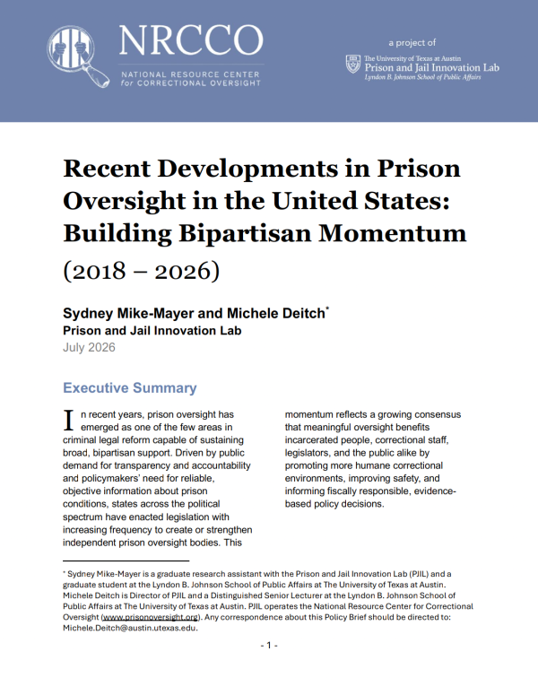 recent developments in prison oversight in the unites states